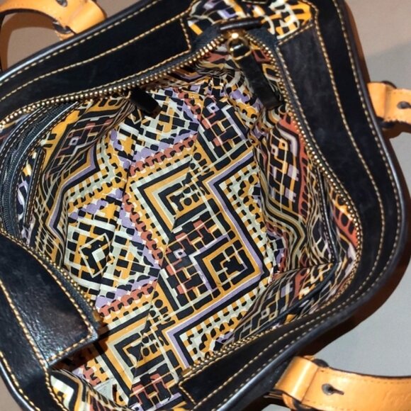 Vera Bradley Sagebrush Satchel Gallatin Leather Black and Tan - Picture 12 of 14